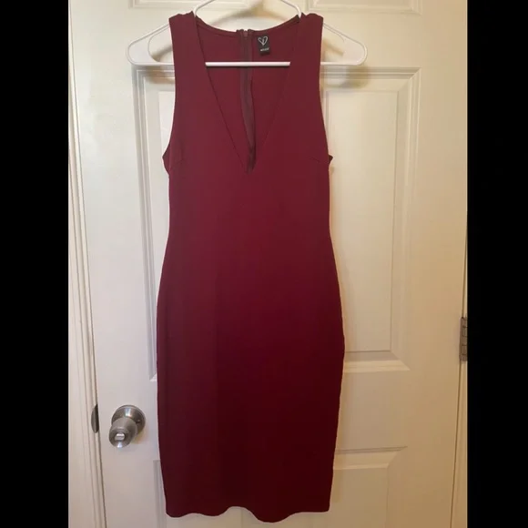 windsor dark red dress Satin Cowl Neck Mini Dress